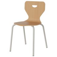 Chaise Malibu 4 pieds - T6 - coque hêtre piètement alu blanc 9016