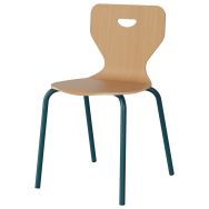 Chaise Malibu 4 pieds - T6 - coque hêtre piètement alu bleu 5025