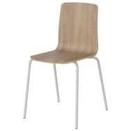 Chaise Malibu 4 pieds - T6 coque chêne bardolino 1146 piètement acier blanc 9016