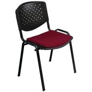 Chaise Prisma piètement et dossier noir tissu assise coloris Bordeaux