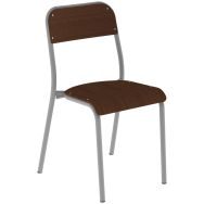 Chaise Robot 4 pieds T6 assise/dossier hêtre wengé piètement gris 9006