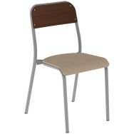 Chaise Robot 4 pieds T6 assise hêtre dossier wengé piètement gris 9006