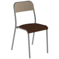 Chaise Robot 4 pieds T6 assise wengé dossier hêtre piètement gris 9006