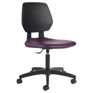 Chaise Tyka dossier polyuréthane assise tissu enduit roulettes - GGI