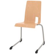 Chaise coque Soda piètement luge alu - hêtre naturel/gris argile