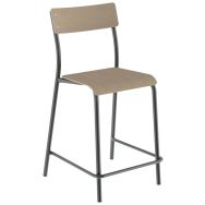Chaise bar André H60 assise dossier hêtre piètement métal - Mobidecor