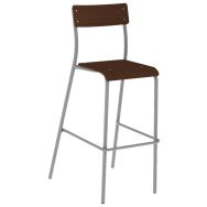 Chaise de bar André H80 cm assise/dossier wengé piètement gris 9006