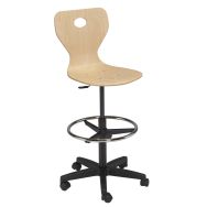 Chaise dessinateur Fidji piétement plastique coque bois