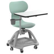 Chaise recyclée  pivotante Mia table  table pliante et roulettes  vert-Mirplay School