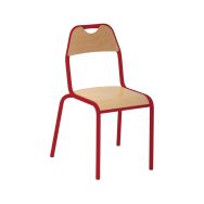 Chaise scolaire Etude 4 pieds T6 piètement Rouge