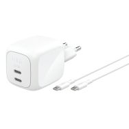 Chargeur secteur GaN 65W 2xUSB-C pour PC portable+câble 2 m- Belkin