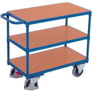 Chariot 3 plateaux bois - Barre horizontale - Capacité 500 kg