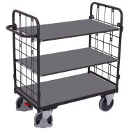 Chariot 3 plateaux bois - Barres verticales - Capacité 500 kg