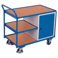 Chariot 3 plateaux bois et bloc-coffre - Capacité 250 Kg