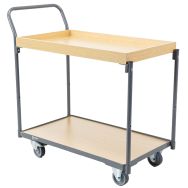 Chariot à plateau bois avec rebord - Capacité 250 kg - Manutan Expert