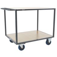 Chariot acier 2 plateaux bois - Force 400 à 500 kg - Manutan Expert
