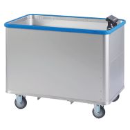 Chariot aluminium à fond mobile avec pare-chocs et pesée 380L