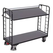 Chariot avec 2 étagères MDF décor hêtre