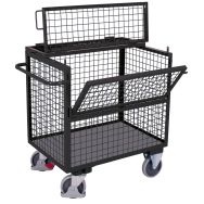 Chariot caisse acier ergonomique - 1 paroi 1/2 rabattable -Capacité 500 kg