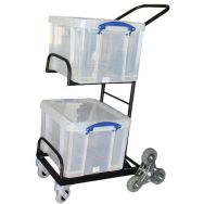 Chariot de distribution compact 2 bacs avec roues étoilées