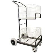 Chariot de distribution de courrier compact 2 corbeilles