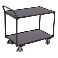 Chariot ergonomique 2 plateaux bois - barre verticale - Capacité 250 kg