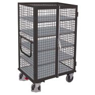 Chariot grillagé avec portes battantes et plateaux - 500 kg