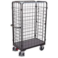 Chariot grillagé haut pour colis avec 4 parois