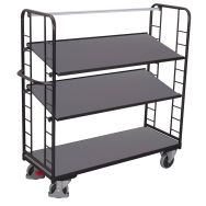 Chariot haut ergonomique 3 plateaux bois - Capacité 500 Kg