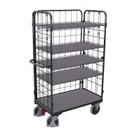 Chariot haut grillagé 5 plateaux bois - Capacité 500 Kg - Variofit