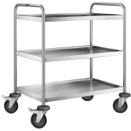 Chariot inox 3 plateaux Poids:18 kg H HT:950 mm