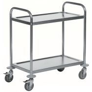 Chariot inox classe C2 18/0 2 tablettes 710x400x805mm capacité 100Kg