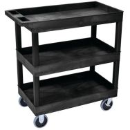 Chariot plastique recyclé noir - 3 plateaux avec rebord - hauteur 95