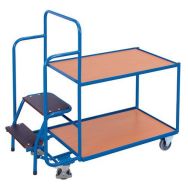 Chariot plateaux bois et marchepieds - Capacité 250 Kg