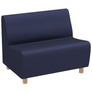 Chauffeuse 2 places Izari pied bois enduit PVC M1 Bleu nuit
