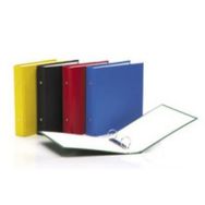 Classeur 17x22 cm rigide collé rembordé, couverture plastique, 2 anneaux diam: 30mm dos: 40mm - Rouge