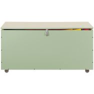 Coffre de rangement sur roulettes 138 cm x 63 cm x 70 cm.