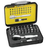 Coffret d'embouts de vissage 1/4" 25mm + clé a cliquet (32 pièces)