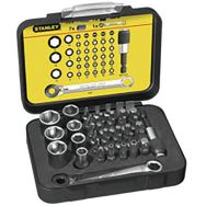 Coffret d'embouts de vissage 1/4'' 25mm + mini-cliquet (39 pièces)