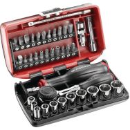 Coffret de 38 pièces 1/4'' 6 pans - Cliquet à manche rotatif
