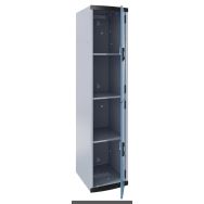 Colonne 2 cases larg. 40 cm socle moraillon 1 étagère fixe alu/bleu