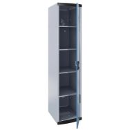 Colonne larg. 40 cm socle moraillon 4 étagères fixes alu/bleu