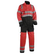 Combinaison manches longues haute visibilité rouge/noir col haut