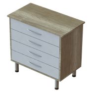 Commode Quiétub 4 tiroirs Tabac/Gris pied 9006 Alu