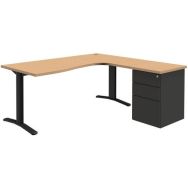 Compact avec caisson retour droit 180 cm Chêne/ gris foncé