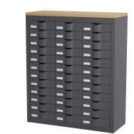 Comptoir de classement 36 tiroirs hauteur 106,5 cm coloris anthracite
