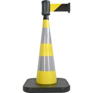 Cône de balisage base à lester jaune 4mx10cm - Noir/jaune