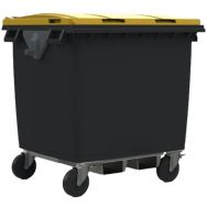 Conteneur mobile SULO - Passage de fourche 1000 L Couvercle  Jaune