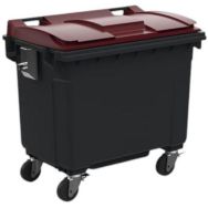 Conteneur mobile SULO - Tourillons en métal  660 L Couvercle  Rouge