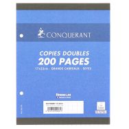 Copies doubles 200 pages 70g 17x22 cm perforées seyes NF 81 (Etui de 50)
